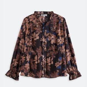 NWT WD.NY Women's Floral Blouse - Black and Brown